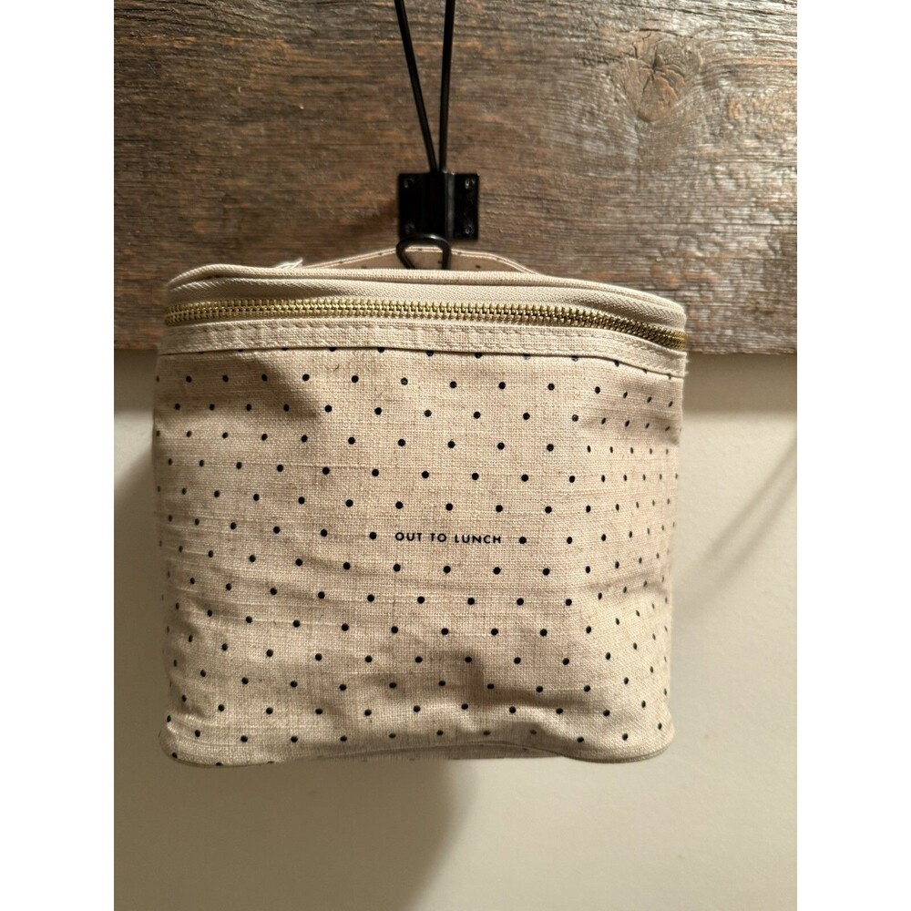 Kate Spade New York Deco Dot Out to Lunch Beige Insulated Lunch Box Tote Bag